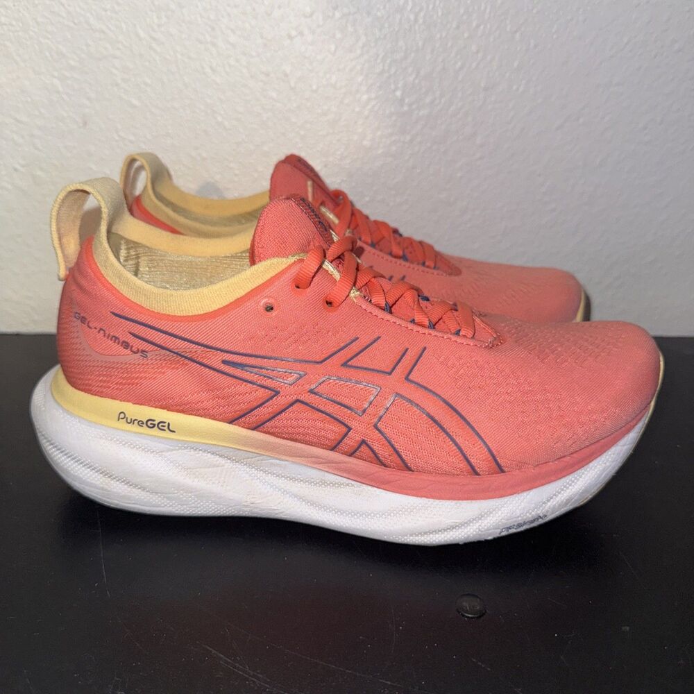 Asics Gel Nimbus 25 Womens Size 8 Papaya/Dusty Purple Athletic Running Shoes